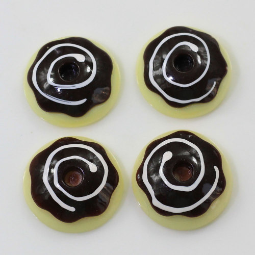Flatback 23mm simpatici biscotti rotondi a forma di dessert perline in resina melma per fai da te giocattoli per bambini oggetti ornamenti per la stanza ciondoli