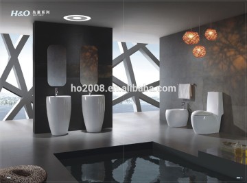 Ceramic Bathroom Sanitary Ware Sets Pedestal Basin Toilet Bidet
