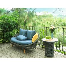 Outdoor Rattan Loveseat with Cushions