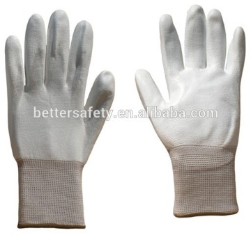 China White Nylon PU Palm Coated Wholesale Work Gloves Anti-Static