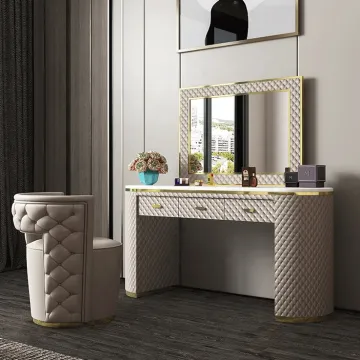 Luxury Nordic Modern Bedroom Dressing Table with Mirror and Stool