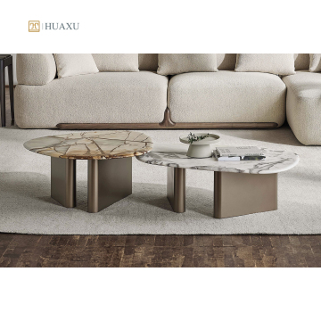 HUAXU HOME Hiasan Meja Kopi Top Marble Semulajadi