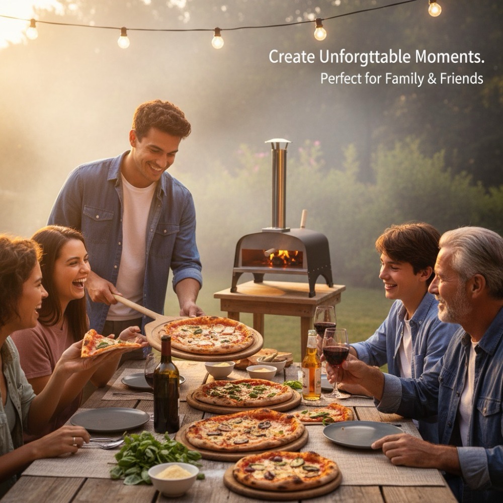 Stainless steel dual-fuel pizza oven