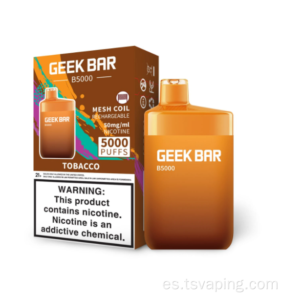 Barra geek al por mayor B5000 Vape desechable 5000 bocanadas