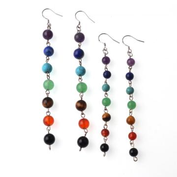 8MM/6MM Stone Beads 7 Chakra Earring Healing