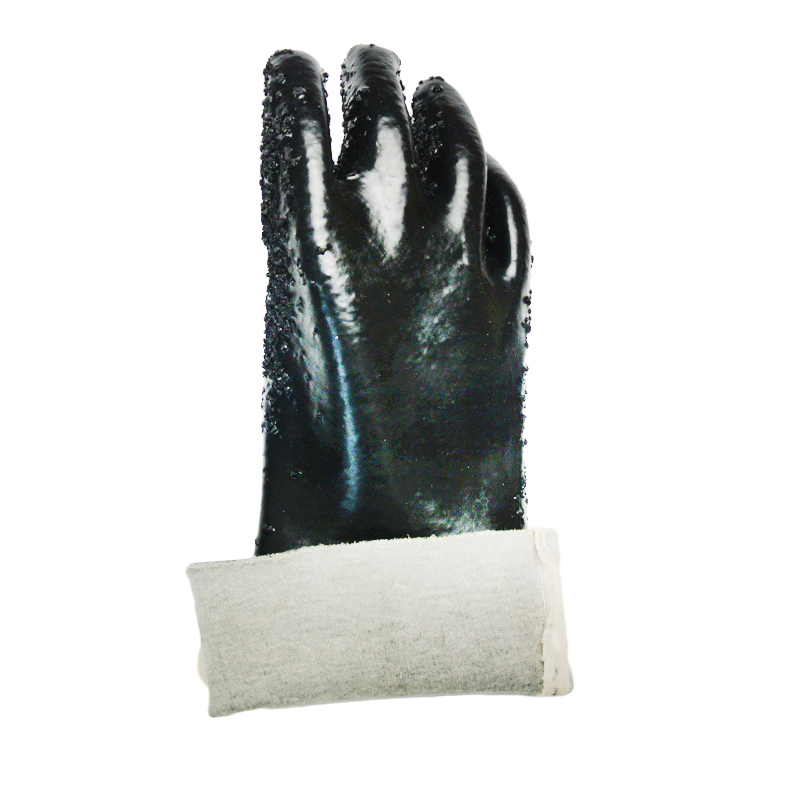 Black Gauntlet Single Dipped PVC Glove