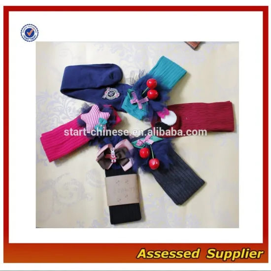 Fancy Crochet Knee High Children Fashion Cotton Apllique Dress Socks / Novelty Girls Dress Socks MLL308