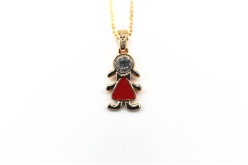 Fashion Necklace, Gold-Plated Crystal Girl Pendant Necklace, PT1359