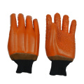 Brown PVC coated gloves PVC Chips on palm