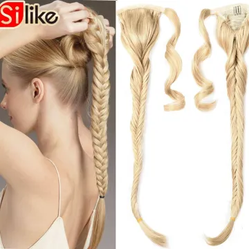 Newest Clip In Ponytail Braid Plait Fishtail Ponytail  Hair Extension Drawstring synthetic hair extensions Fishtail Ponytail