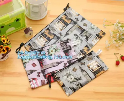 office stationery oxford cloth zipper file bag, A4 size document pockets file stationery file bag, Leather Stationery File Bag