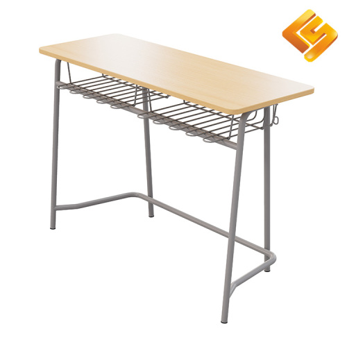 Masă dublă pentru studenți din lemn de oțel din țeavă rotundă gri