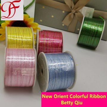 Hot Selling Gold Silver Edge Satin Printed Garments Satin Ribbon