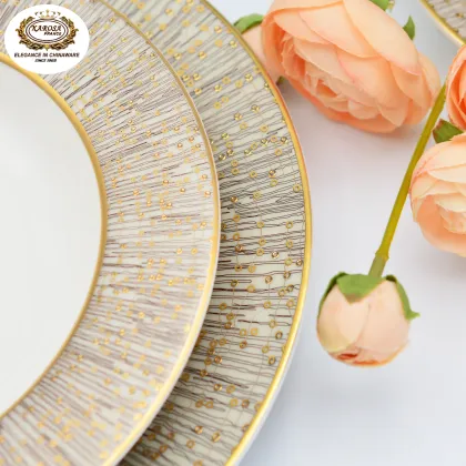 98 Pcs Dubai Royal Tableware Golden Porcelain Luxury Dinner Set - Bone China Dinner Set