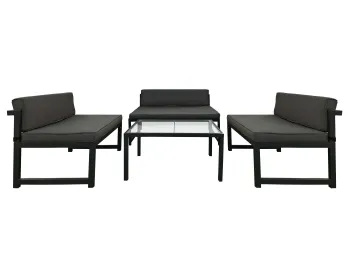 Steel Patio Wicker Outdoor Conversation Set with Stool