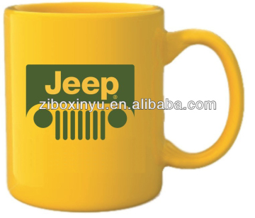 12 oz yellow ceramic coffee mug for promotion