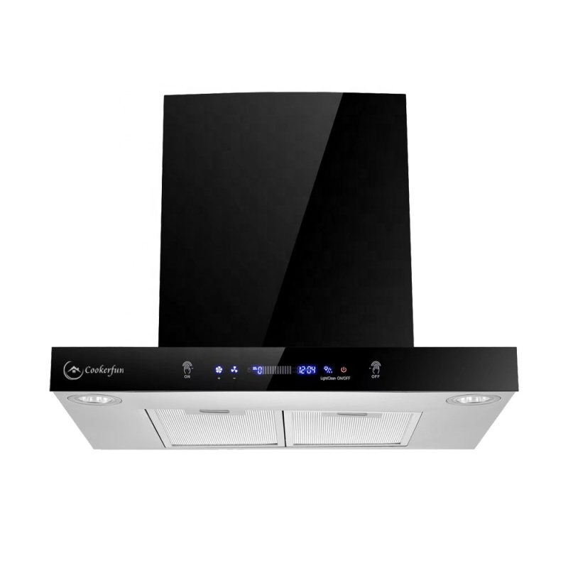 900mm Titanium Cold Plate Chimney Remote Control Auto Clean Kitchen Chimney Range Hood Extractor Hood