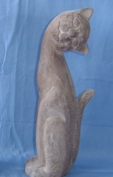 wooden hand-made cat