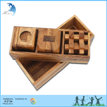 Chinese IQ Intelligent Brain Teaser 3D Cube Jigsaw Wooden Puzzle