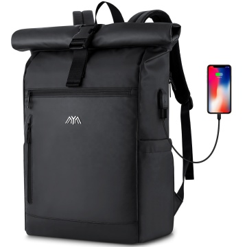 Fashion Expandable Top Roll Buckled Rolltop Backpack Laptop Rucksack Casual Sports Daypack