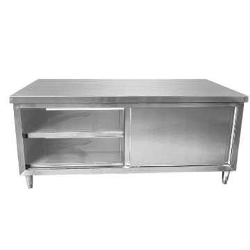Table de travail d'armoire en acier inoxydable avec porte coulissante pour la cuisine et le restaurant
