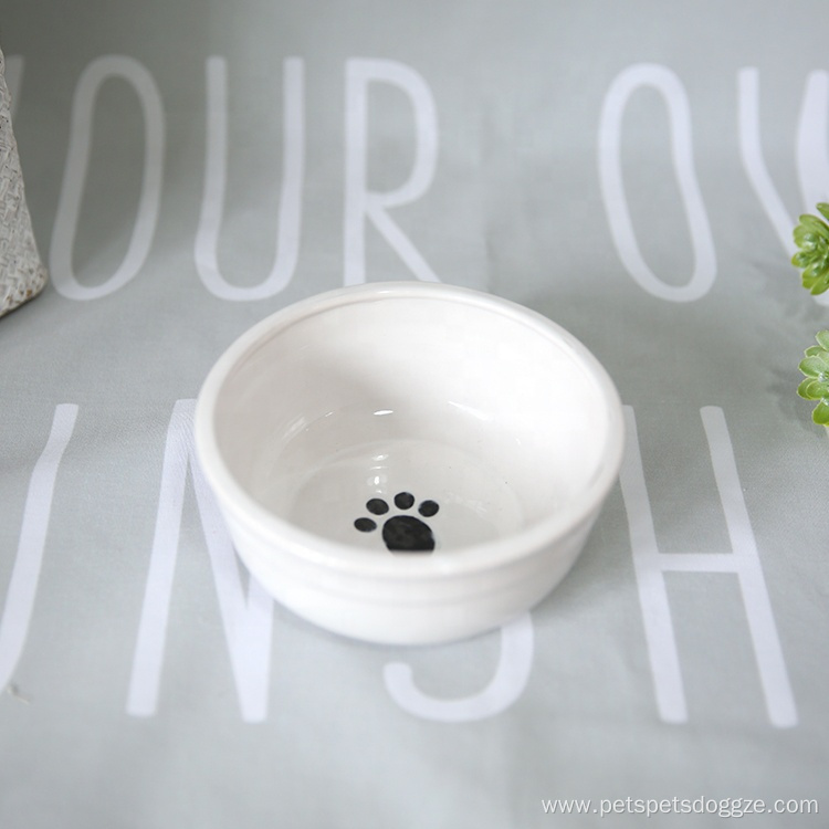 Wholesale Customizable Custom White Ceramic Pet Dog Bowl