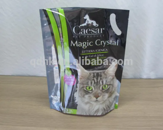 Cat litter packaging bag with clear window