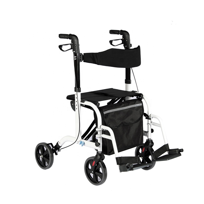 Rollator d'aluminium réglable et chaise de transport pour adultes