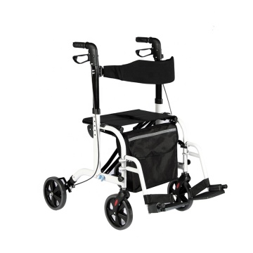 Regulowany aluminiowy rollator i krzesło transportowe dla dorosłych