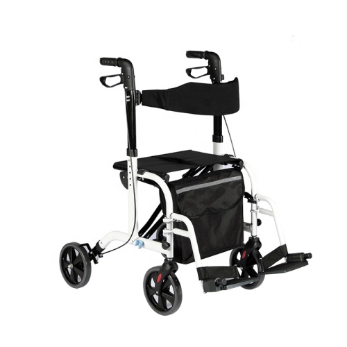 Adjustable Aluminum Rollator and Transport Chair for Adults