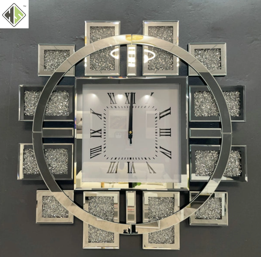 Horloge murale en verre miroir