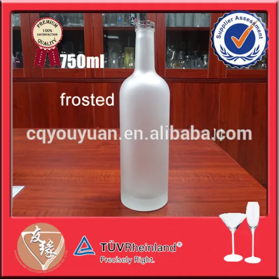 Vodka liquor use machine blown frosted glass bottle 750ml