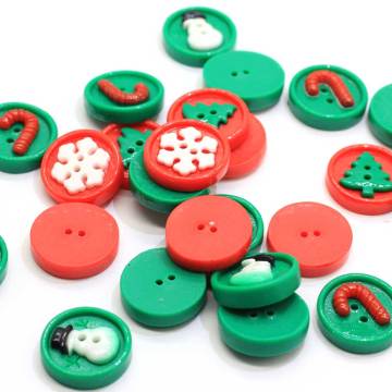 Mix Round Resin Snowflake Snowman Tree Button Cabochon Beads DIY Craft Coat Sweater Sewing Accessories Clothes Decoration