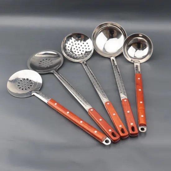 Stainless Steel Spoon Colander with Wooden Handle: A Versatile Addition to Your Kitchen Gadgets and Cooking Accessories Set