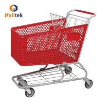 American Red Color Plastic Supermarket Shopping Trolley