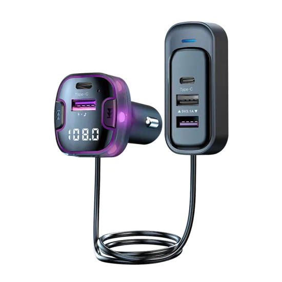 CS6 Multi-functional MP3 Phone Car Charger with 3 USB and 2 USB-C Ports