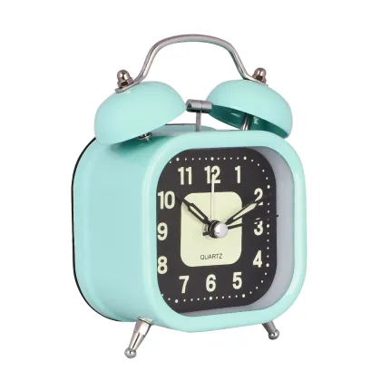 Square Luminous Dial Twin Bell Table Alarm Clock