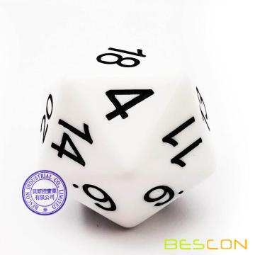 Bescon Jumbo D20 38MM, Большой размер, 20 сторон, кубик, сплошной белый, большой 20 граней, куб 1,5 дюйма