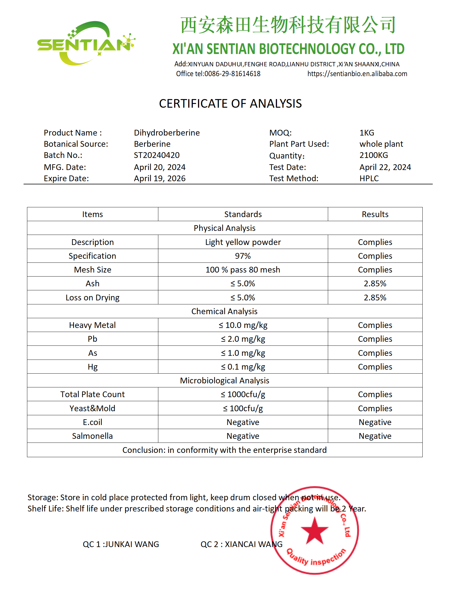 Dihydroberberine- COA_01