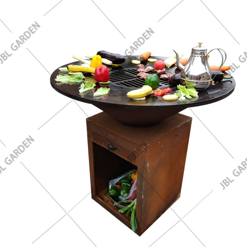 Commercial Charcoal Bbq Grill Outdoor Kitchen Barbeque Charcoal Brazier Corten Steel BBQ Supplier