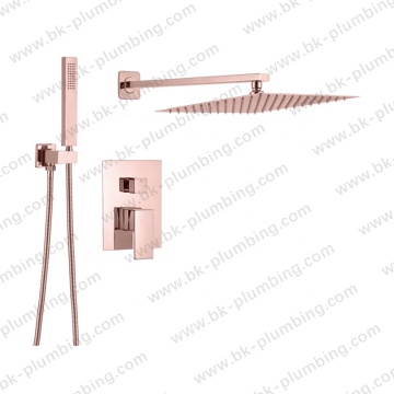 Rose Gold Bathroom Shower Set with Hot and Cold In-Wall Rain Mixer