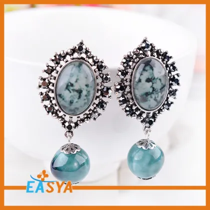 Vintage Silver Jewelry Wholesale Semi Precious Stone Earrings
