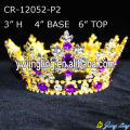 Full Round Gold Purple Rhinestone Crystal King Crowns