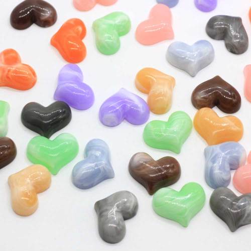 100pcs Multi Color Heart Shaped Resin Cabochon Flatback Beads Charms For Kids Toy Decor Hair Accessories For Women