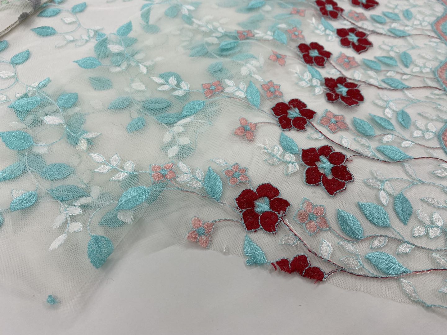 Aqua Embroidery Fabric