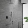 Ceiling Mounted Black Brass Shower Mixer Set