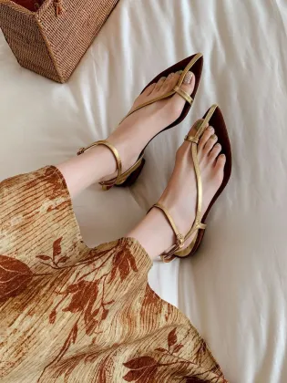 Kemayanni Wholesale Genuine Leather Sandals - Low Heel Women's Sandals with Toe Exposed