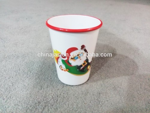 Hot Sell Tea Coffee Milk Metal Enamel Camping Cup with color Rim Tin Mug