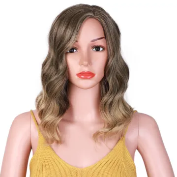 16 inches Ombre Curly Hair Wigs Classic Full Quality Blonde Long Wave No Lace Front Heat Resistant Synthetic Wig With Side Part