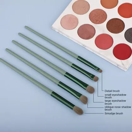 HMU Beauty Tools Green 5pcs Soft Fluffy Eyeshadow Brush Set